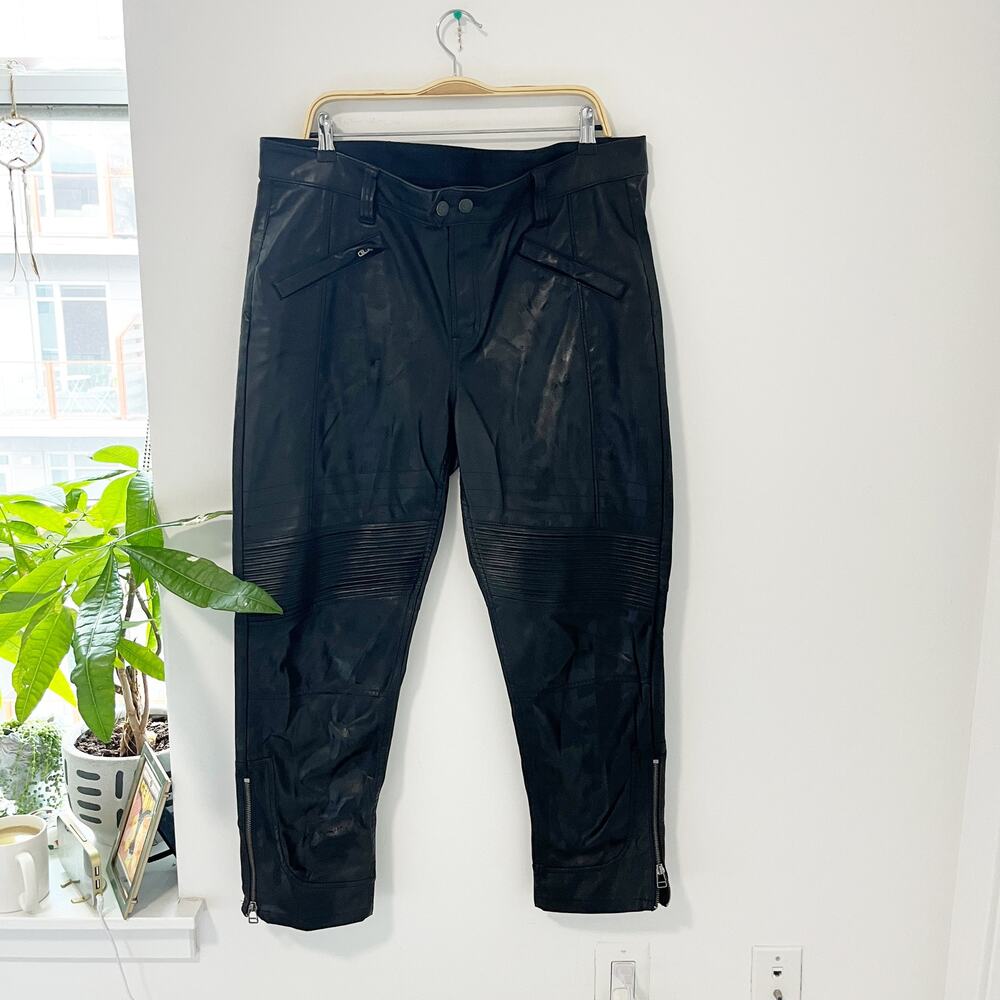 Gap Vintage Slim Mid Rise Black Faux Leather Pants Size 18